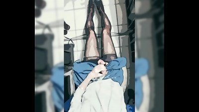 cosplay black stockings masturbation